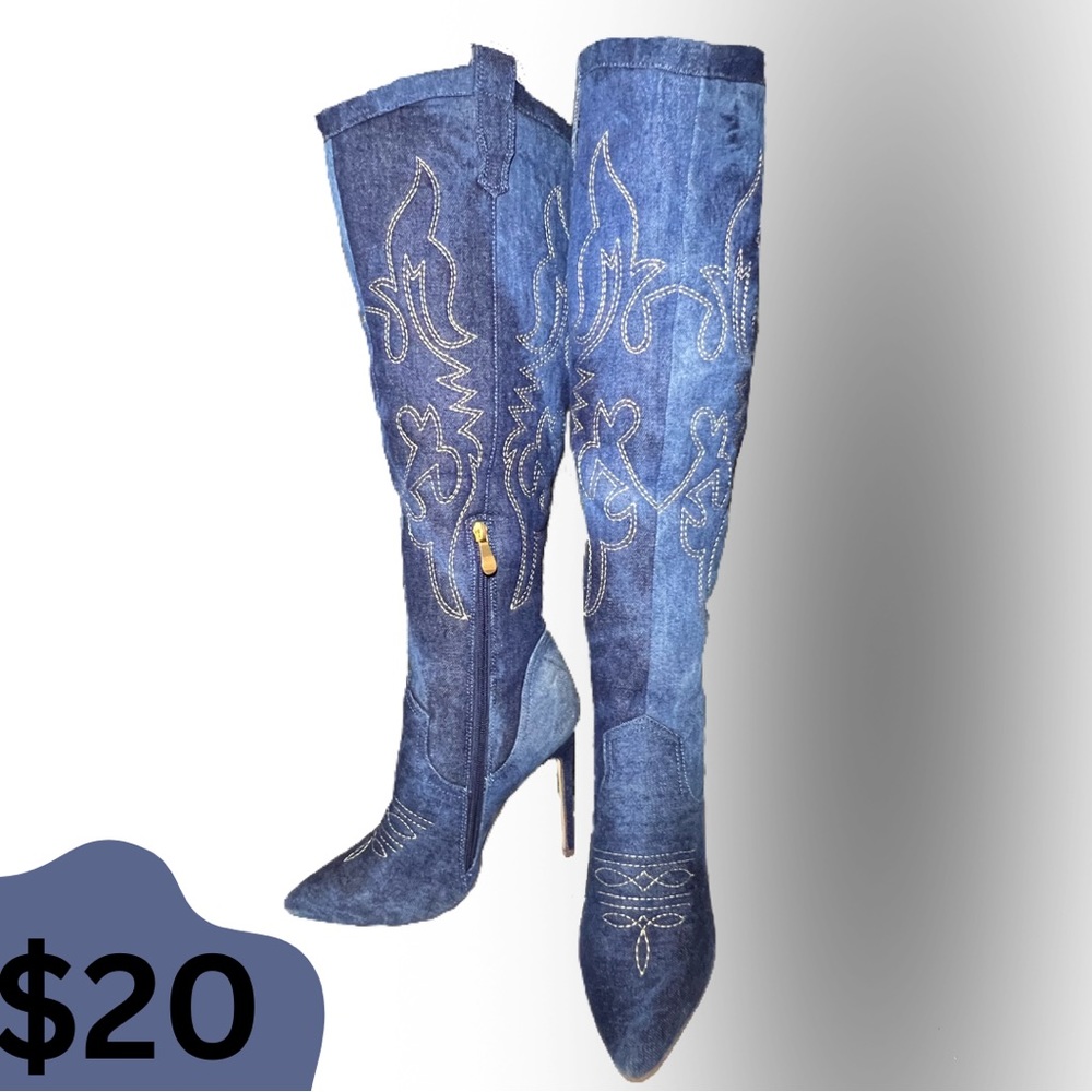 Jean high heels
